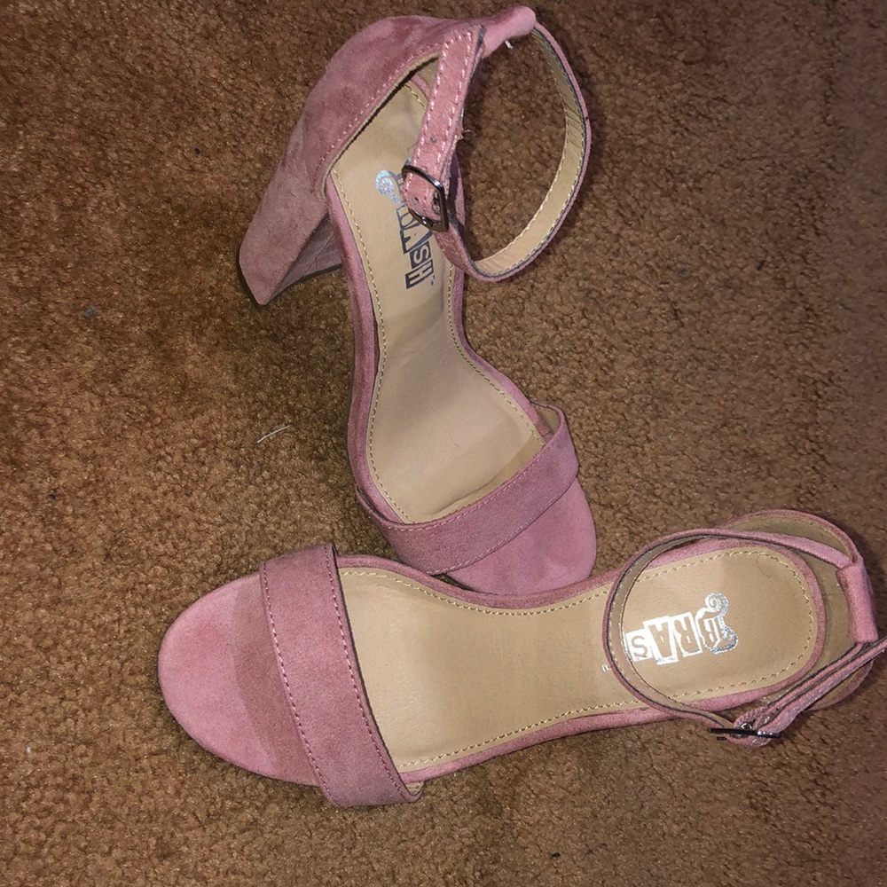 Pink suede heels